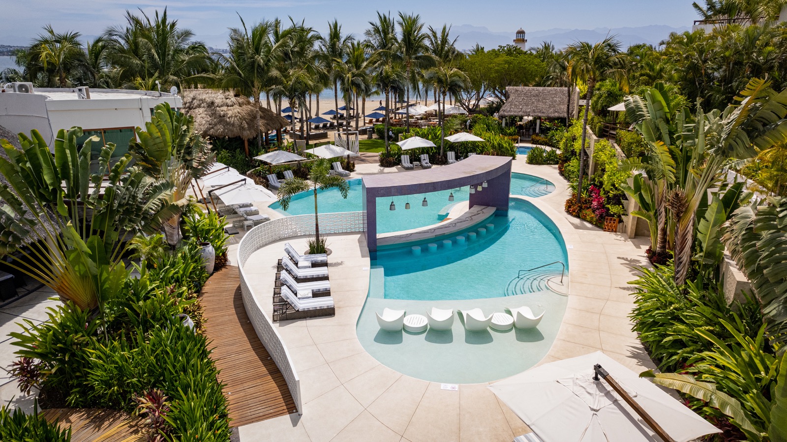 Beach palapa and kayaks